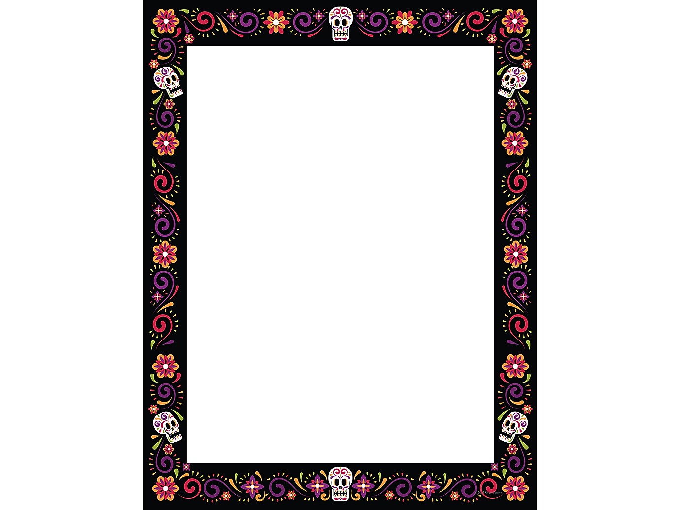 Great Papers Skulls And Flowers Holiday Letterhead, Multicolor, 50/Pack (2023038)