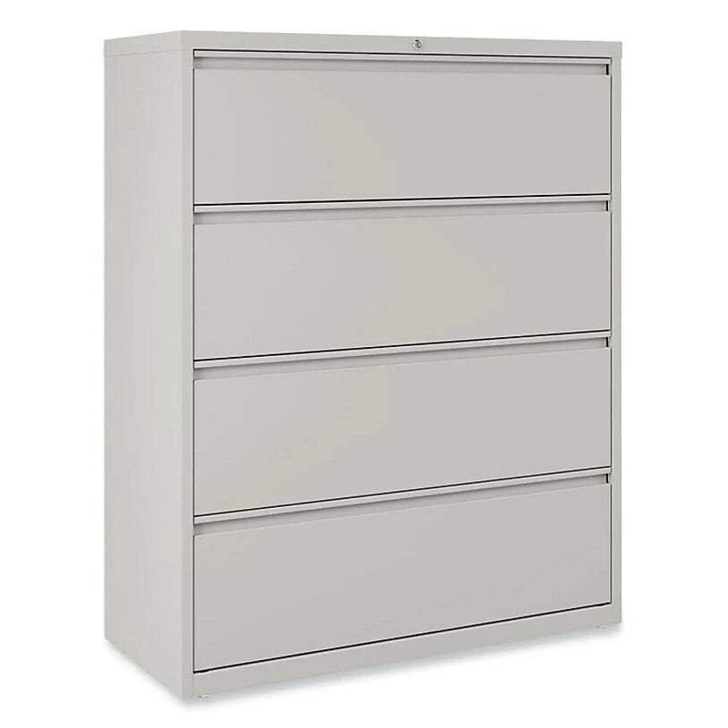 Alera 4-Drawer Lateral File Cabinet, Letter/Legal Size, Lockable, 52.5"H x 42"W x 18.63"D, Light Gray (ALEHLF4254LG)