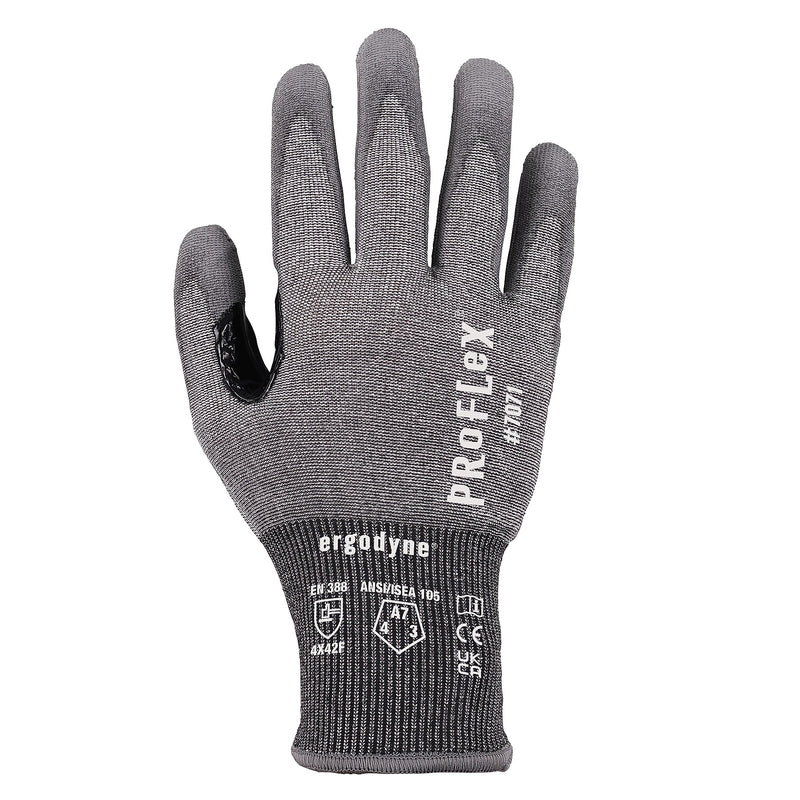 Ergodyne ProFlex 7071 PU Coated Cut-Resistant Gloves, ANSI A7, Gray, Medium, 1 Pair (18073)