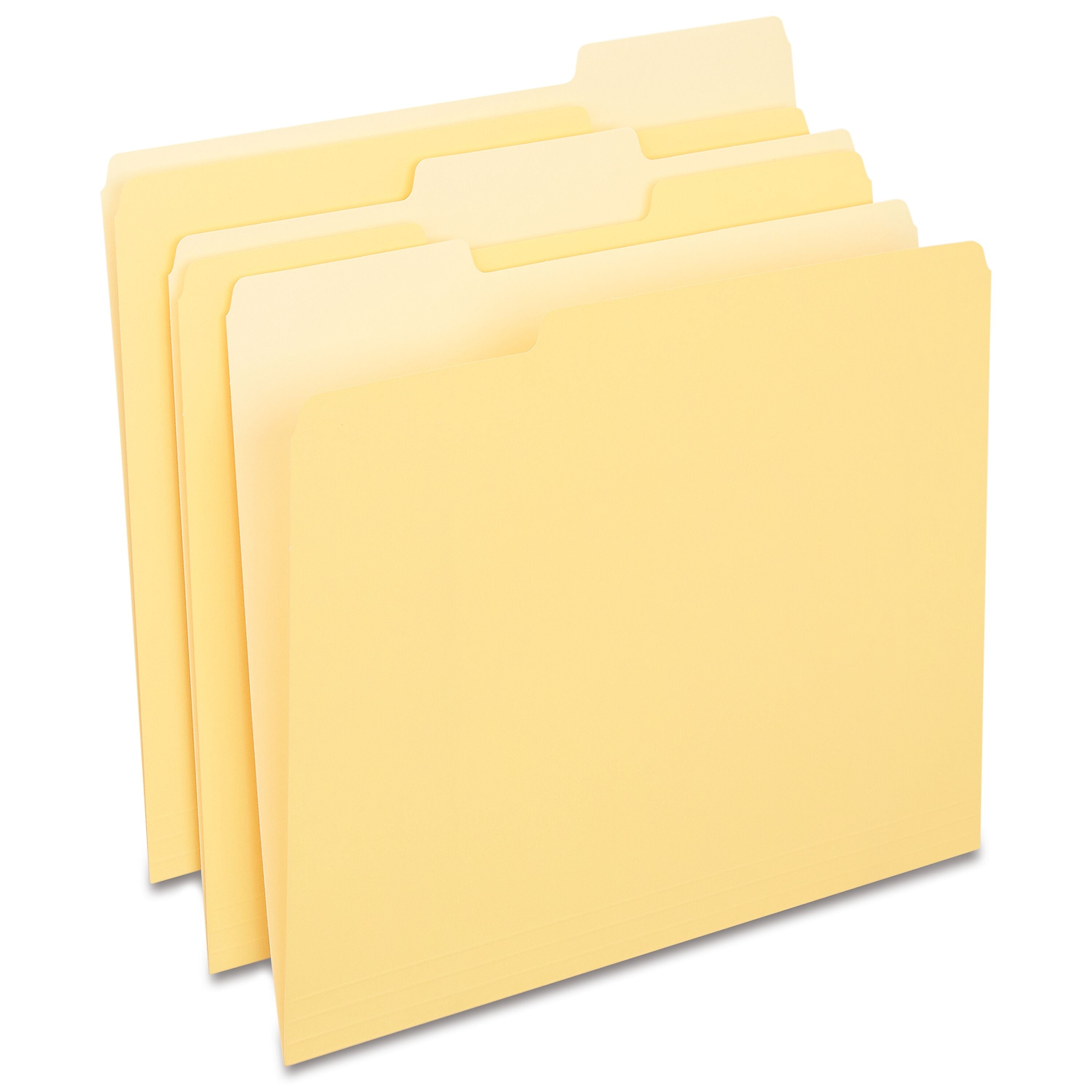 Staples File Folders, 1/3-Cut Tab, Letter Size, Yellow, 100/Box (ST224535-CC)