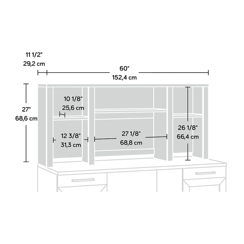 Sauder Tiffin Line 60"W Desktop Hutch, Raven Oak (433267)