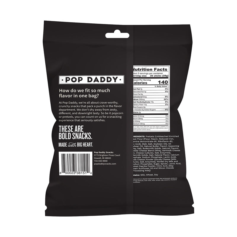 Pop Daddy Perrin Beer Cheese Seasoned Pretzel Sticks, 45 oz., 15/Pack (220-02549)
