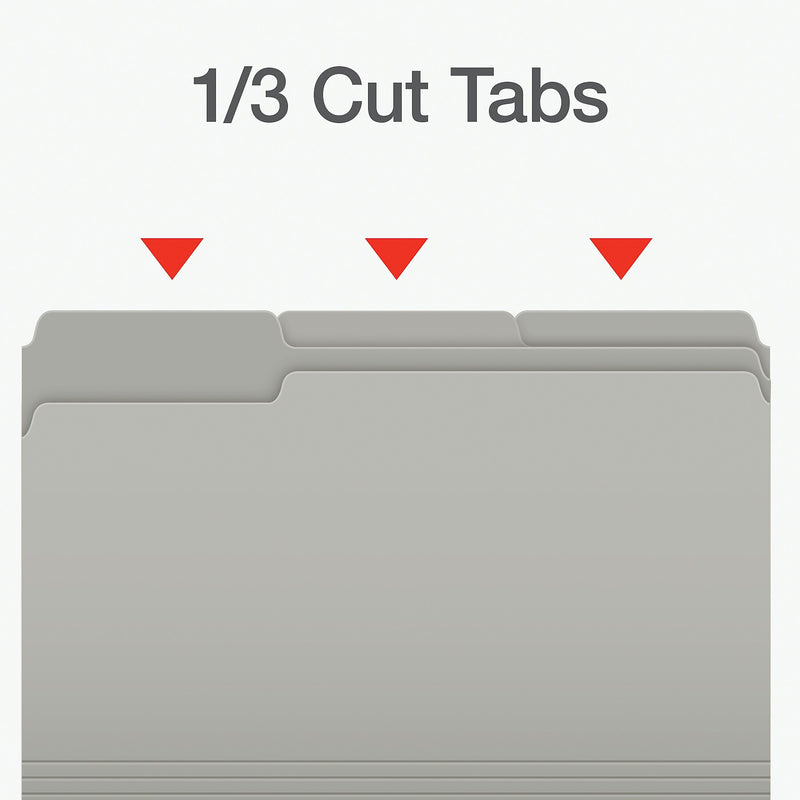 Pendaflex Heavy Duty File Folder, 1/3-Cut Tab, Assorted, Legal Size, Gray, 100/Box (1007032)