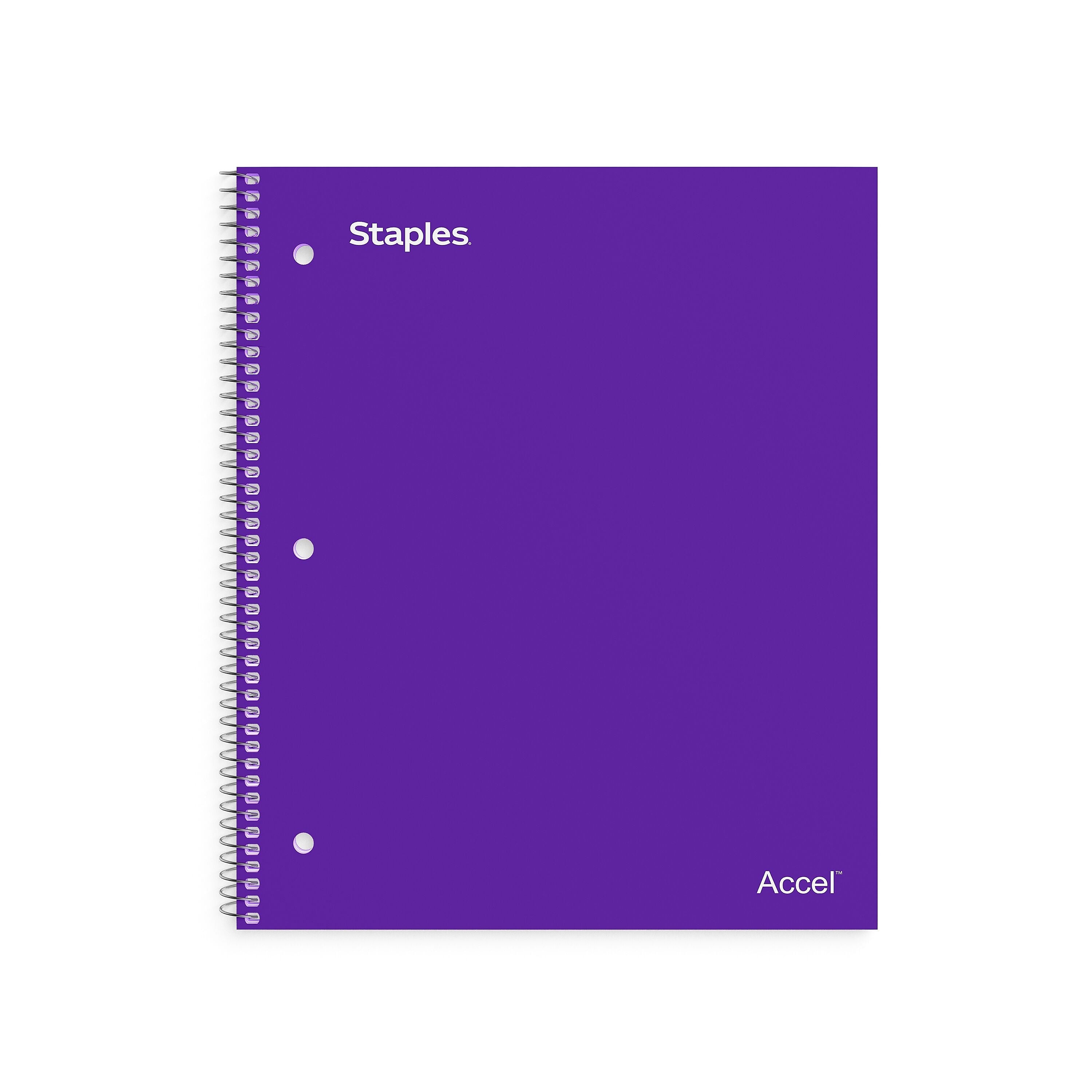 Staples Premium Poly 1-Subject Notebook, 8" x 10.5", Wide Ruled, 100 Sheets, Purple (ST20960D)