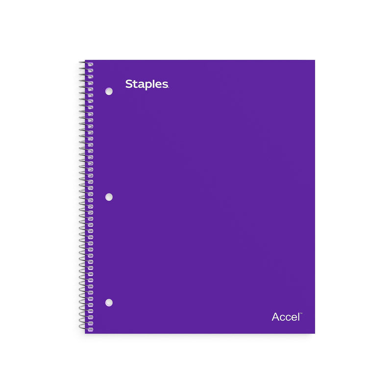 Staples Premium Poly 1-Subject Notebook, 8" x 10.5", Wide Ruled, 100 Sheets, Purple (ST20960D)