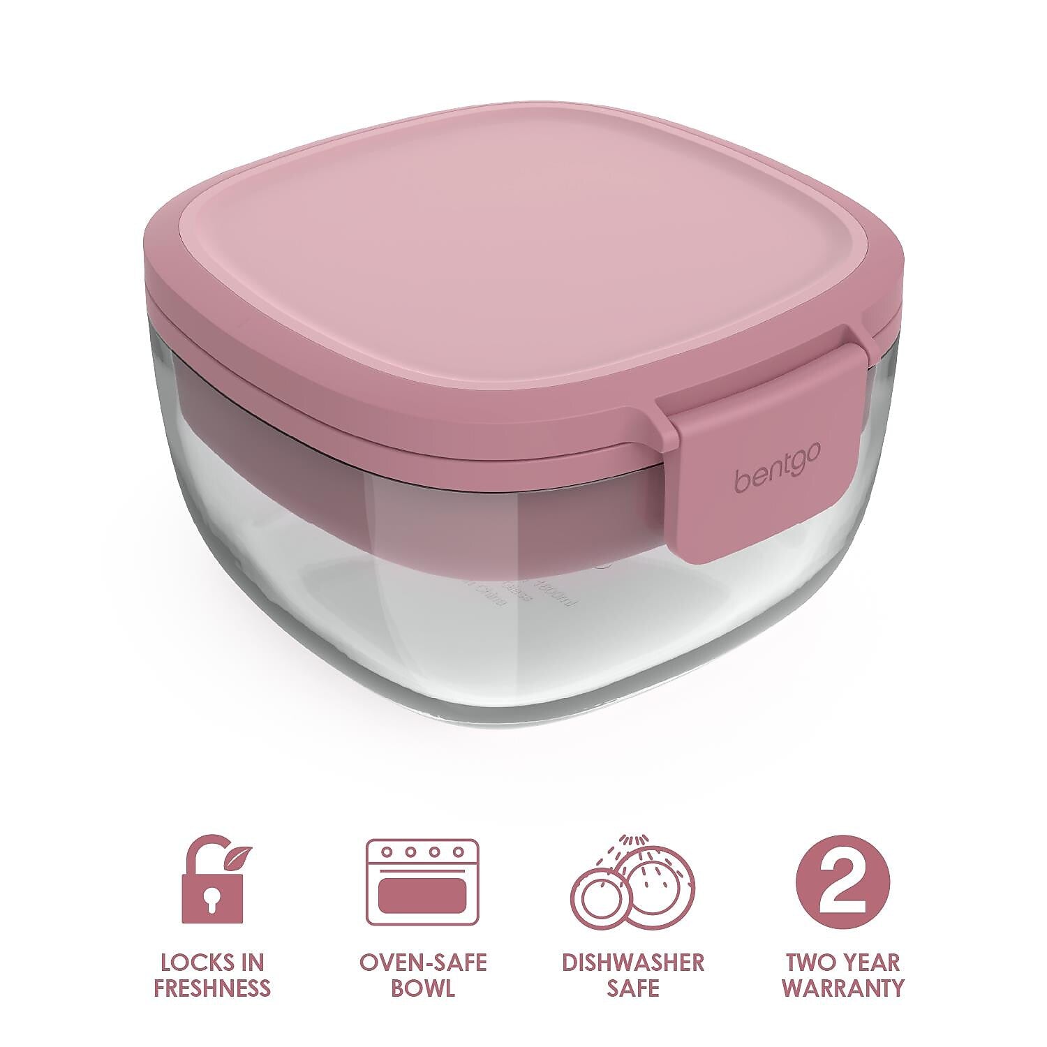 bentgo All-in-One Salad Container, 5-Compartment, Rose, 61 oz. (BGLASSAL-R)