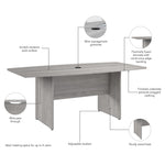 Bush Business Furniture 72W x 36D Boat Shaped Conference Table with Wood Base, Platinum Gray (99TB7236PG)
