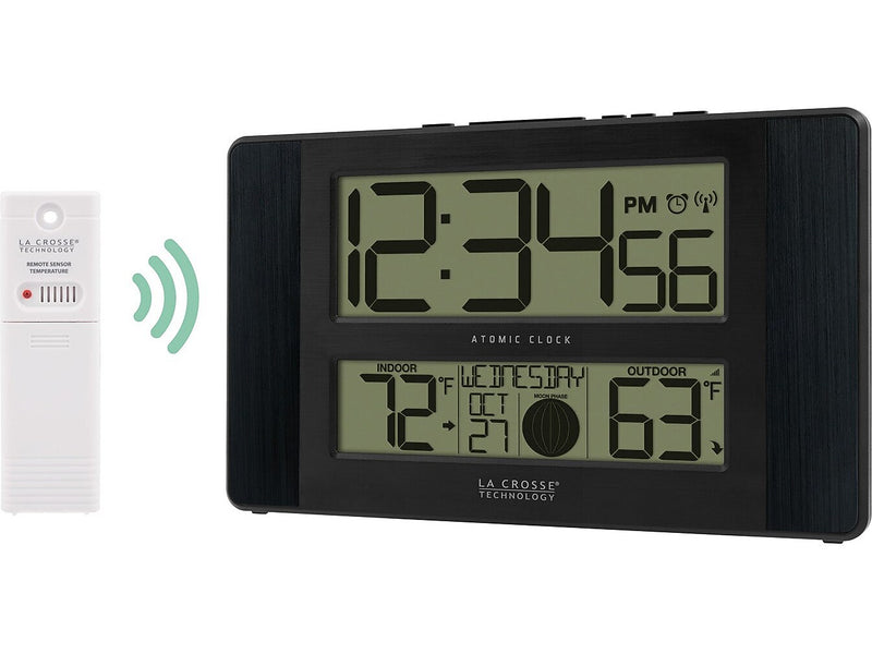 La Crosse Technology Atomic Digital Wall/Table Clock, 11.1" x 6.5" (513-1417BS)