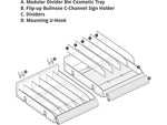 Azar 3.5" x 12" Pegboard 6-Compartment Cosmetic Tray, Clear, 2/Pack (225820-DIVIDER-2PK)