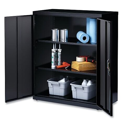 OIF 42"H Steel Storage Cabinet with 3 Shelves, Black (CM4218BK)