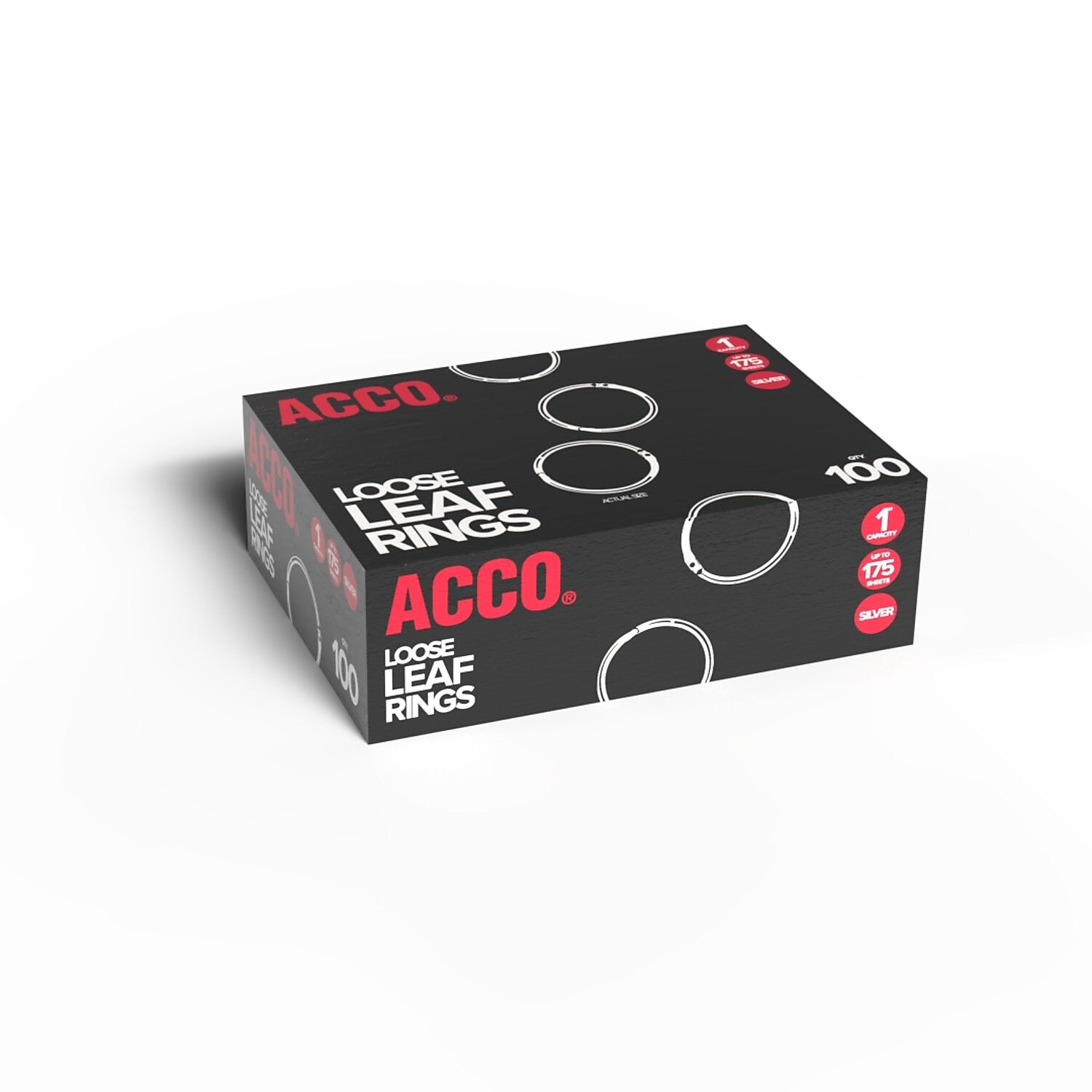 ACCO Book Ring, 1" Capacity, Silver, 100/Box (A7072202)