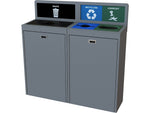 CleanRiver TIM Plastic Three-Stream Recycling Station, 44 Gallon, Gray (TIM44-3-WRC-GY)