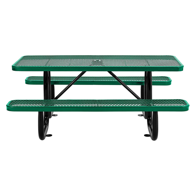 Global Industrial 6' Rectangular Outdoor Steel Picnic Table, Expanded Metal, Green (277152GN)