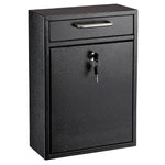 AdirOffice Steel Large Wall Mounted Drop Box Interoffice Mailbox, Key Lock, Black (631-04-BLK-PKG)