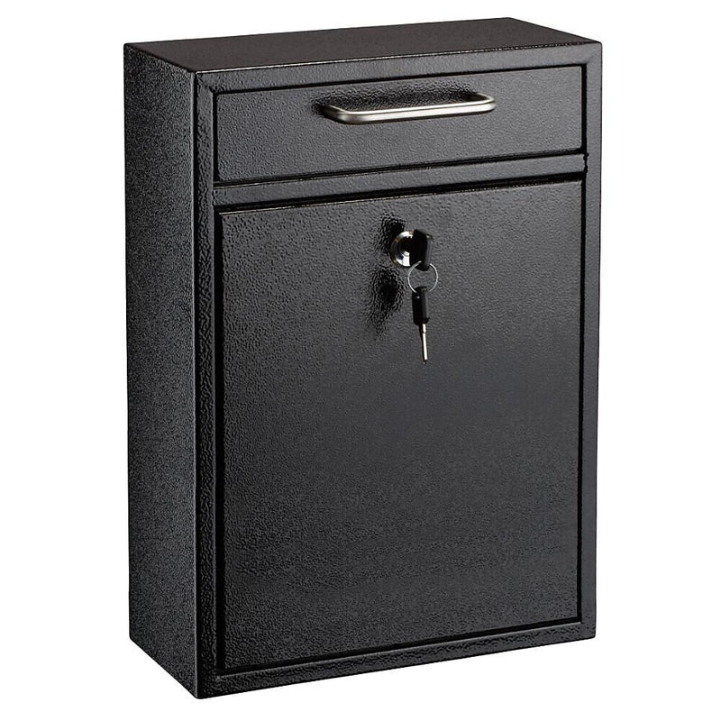 AdirOffice Steel Large Wall Mounted Drop Box Interoffice Mailbox, Key Lock, Black (631-04-BLK-PKG)