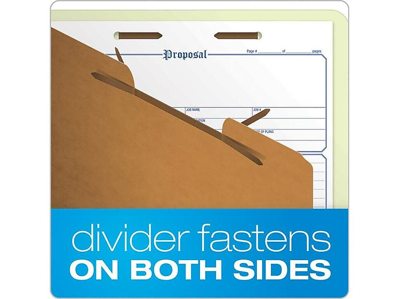 Pendaflex Reinforced Pressboard Classification Folder, 1-Dividers, 1 3/4" Expansion, Letter Size, Light Green, 10/Box (17172EE)