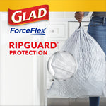 Glad ForceFlex Tall 13 Gallon Kitchen Drawstring Trash Bags, White, 120/Box (78939)