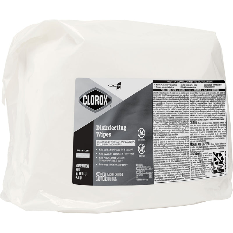 CloroxPro Disinfecting Wipes, Fresh Scent, 700 Wipes/Container, 2/Carton (31428)