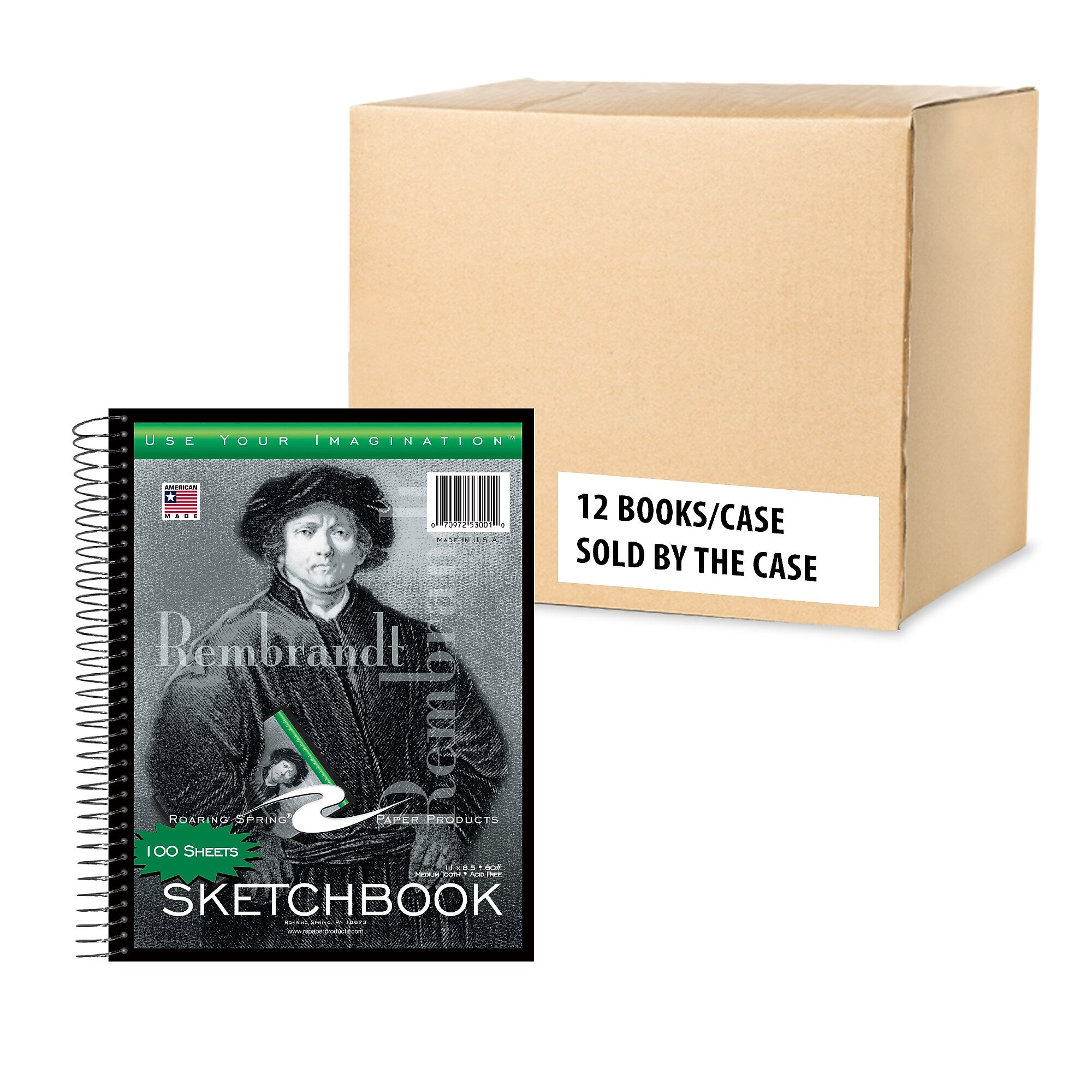 Roaring Spring Paper Products 8.5" x 11" Sketch Book, 100 Sheets, White, 12/Case (53101cs)
