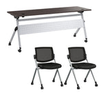 Bush Business Furniture Envision 72"W Foldable Training Room Table with 2 Chairs, Storm Gray (NVS008SG)