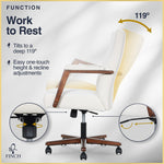 Finch NEO ONE Ergonomic Velvet Fabric/Wood Swivel Executive Chair, Cream (52304-CRM)