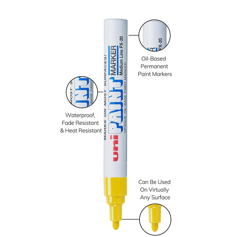 uni PAINT PX-20 Oil-Based Marker, Medium Tip, Yellow (63605)