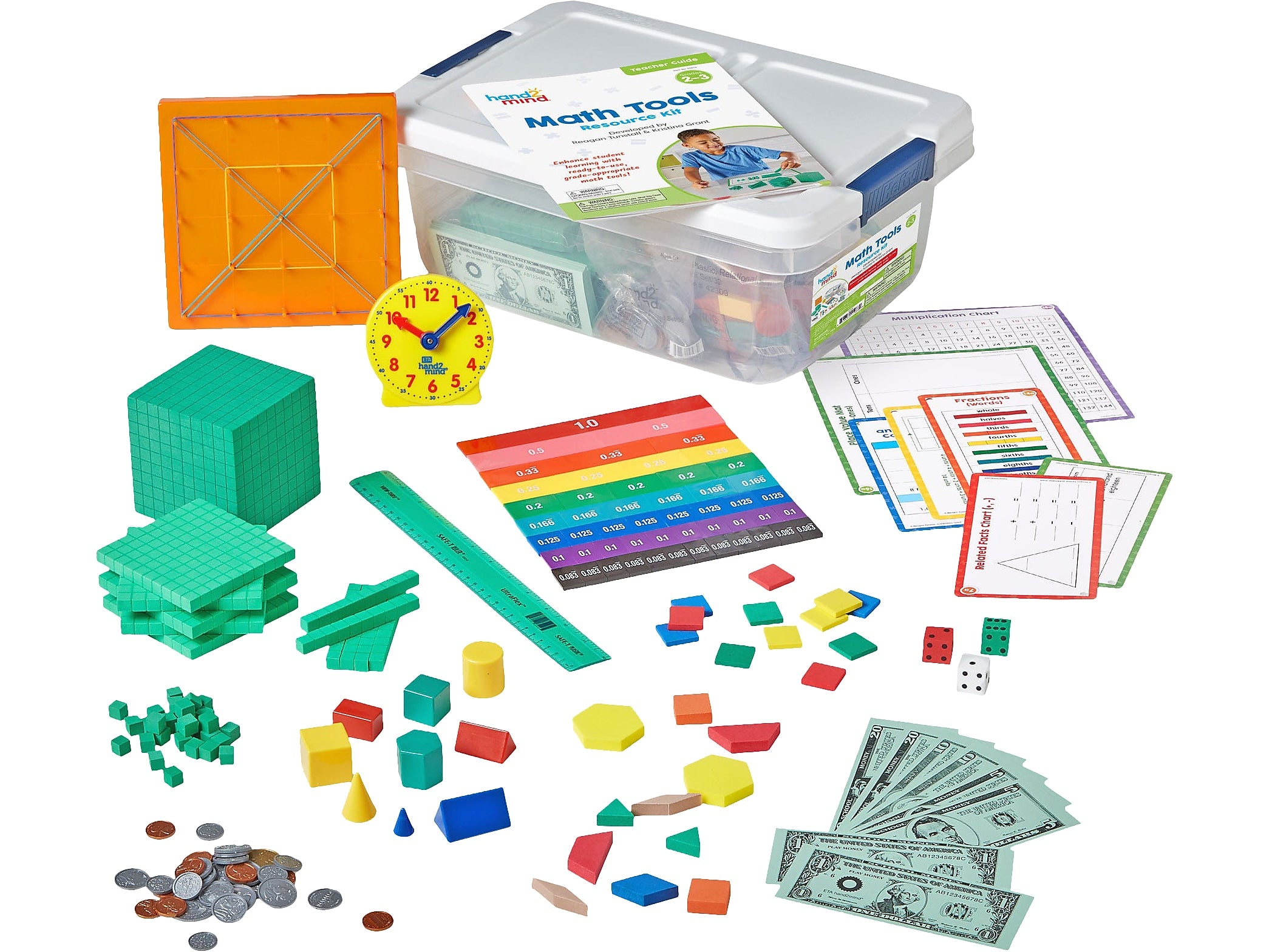 hand2mind Math Tools Resource Kit for Grades 2-3, Manipulative, Assorted Colors (95876)