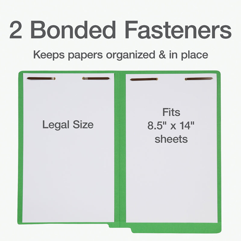 Pendaflex Fastener Folders End Tab File Folder, Straight Cut, Legal Size, Paper Stock, Green, 50/Box(1007059)