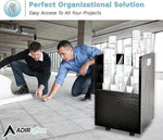 AdirOffice 20-Slot Mobile Roll File, 24.75" H x 15.25" W x 13.25" D, Black (624-BLK-KIT1)