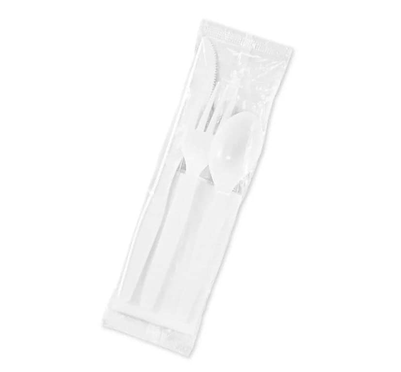 Dixie Individually Wrapped Polystyrene Cutlery Set, Medium-Weight, White, 4 Pieces/Set, 250/Carton (CM26NC7)