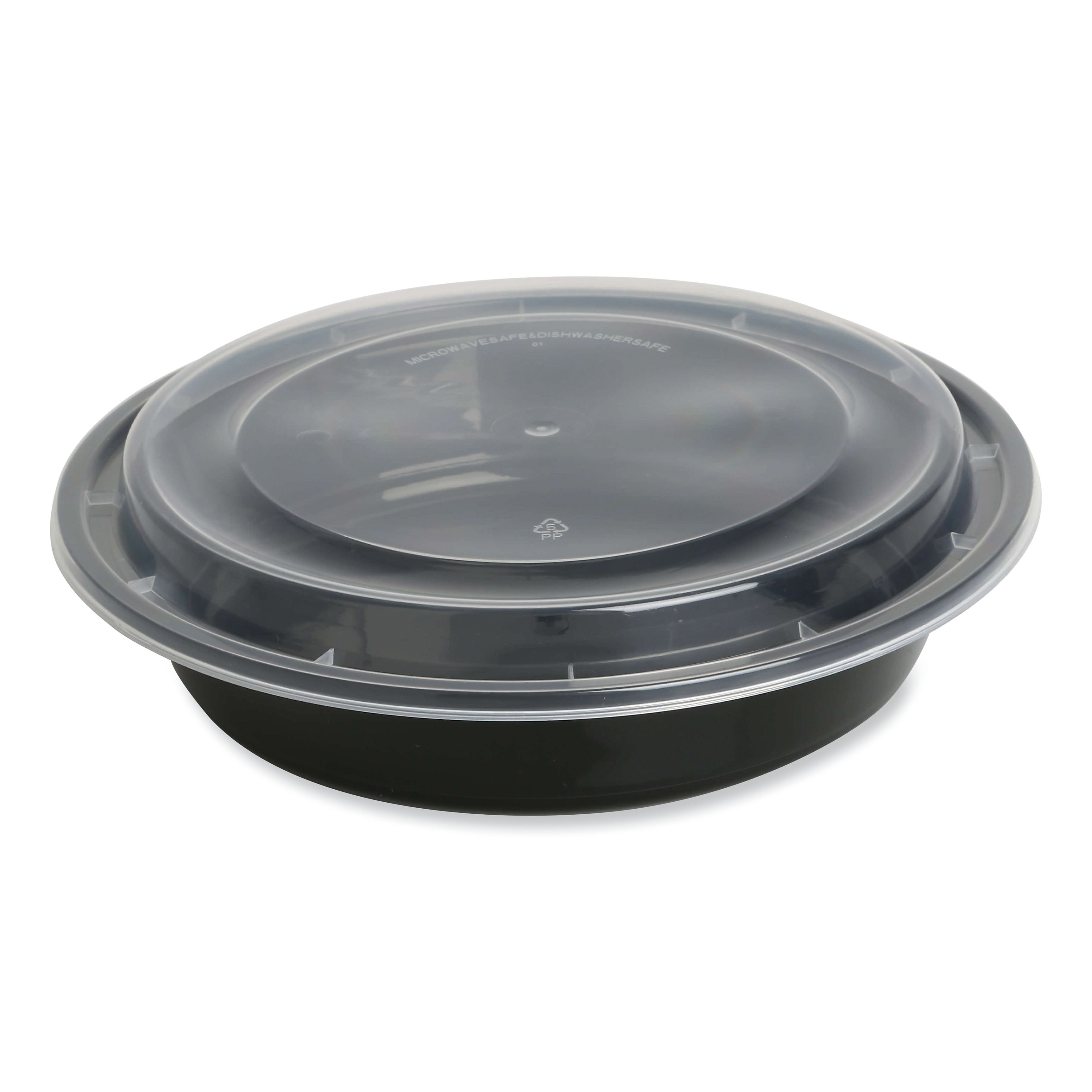 GEN Food Container with Lid, 48 oz, 8.85 x 8.85 x 2.24, Black/Clear, Plastic, 150/Carton