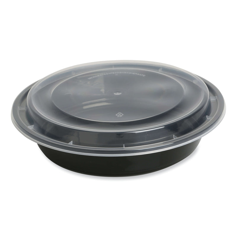 GEN Food Container with Lid, 48 oz, 8.85 x 8.85 x 2.24, Black/Clear, Plastic, 150/Carton