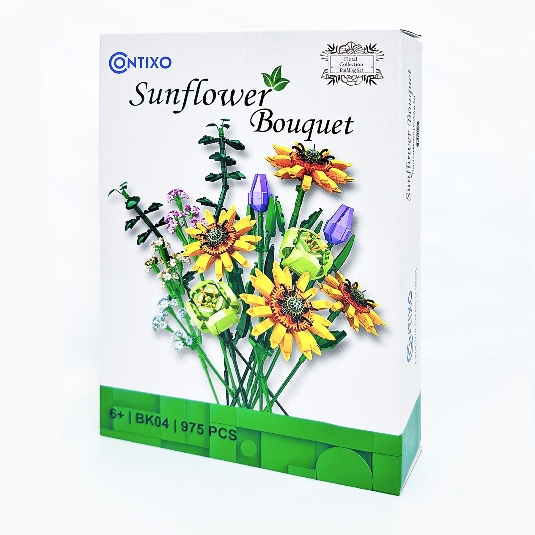 Contixo BK04 Sunflower Bouquet Flordal Collection Building Block Set, 975 Pieces (CNXBK04)