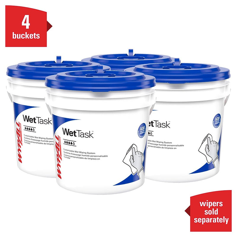 WypAll WetTask HDPE Wiping System Bucket, Blue/White, 4 Buckets/Carton (51677)
