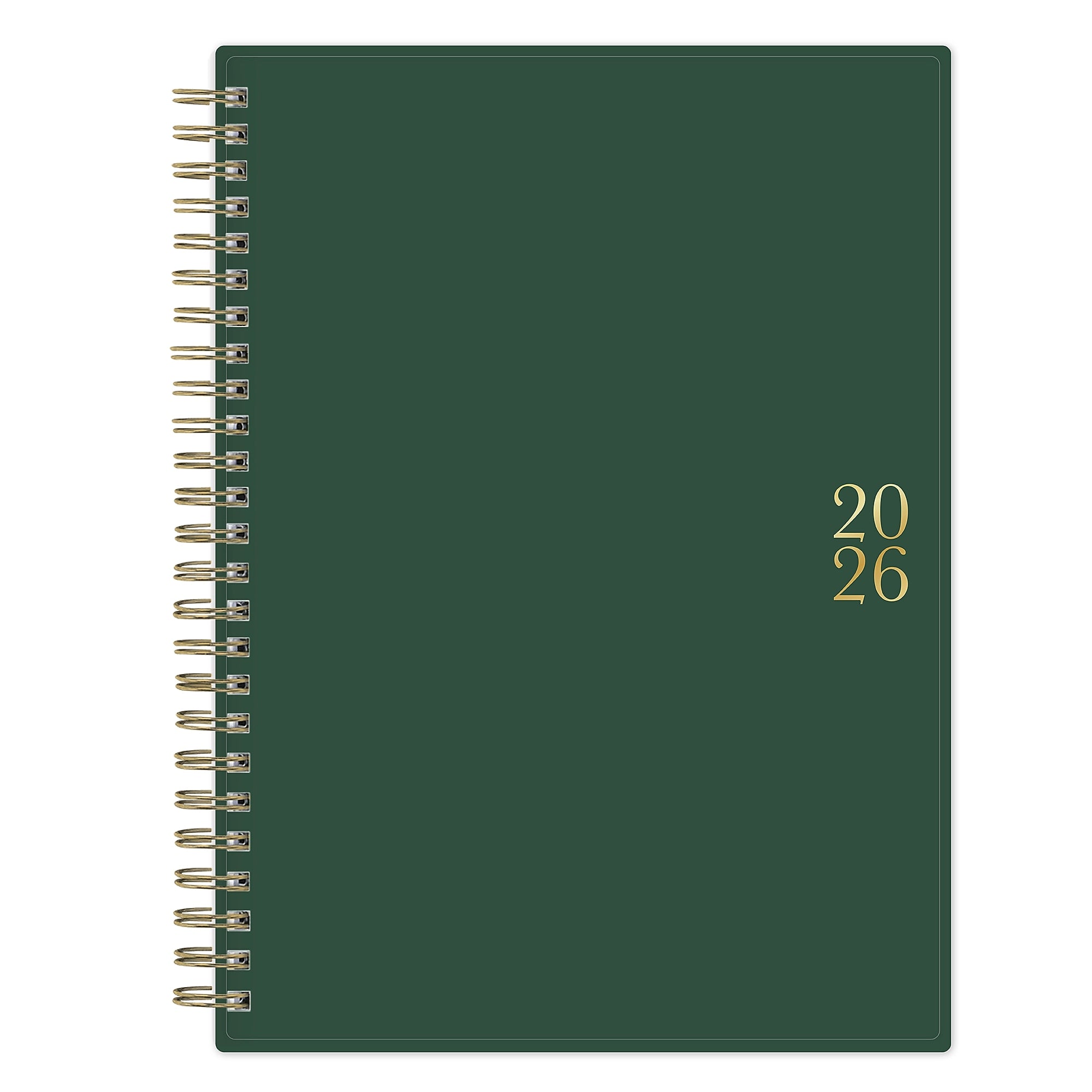 2026 Blue Sky Bespoke Letterpress 8.5" x 11" Calendar Year Weekly & Monthly Planner, Plastic Cover, Deep Forest Green (156225)