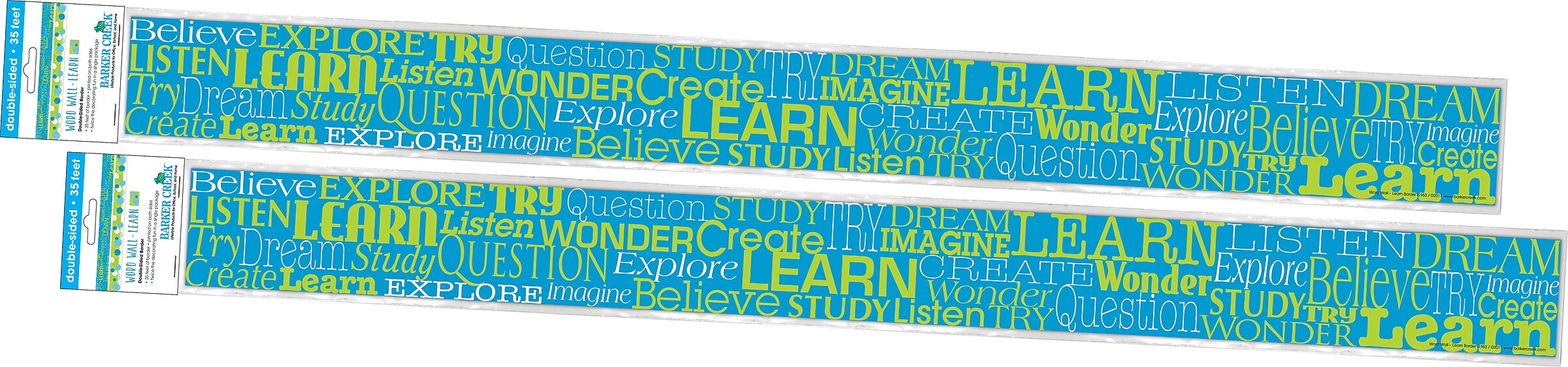 Barker Creek Double-Sided Border with Motivational Words, 35" x 3", Word Wall Learn, 24/Pack (BC3674)