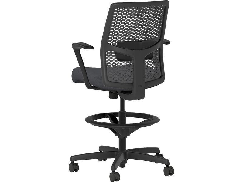 HON Ignition 2.0 ReActiv Back Vinyl Task Stool with Footrest and Lumbar Support, Black  (HITSRA.S0.F.H.0S.SX23.BL.SB.T)