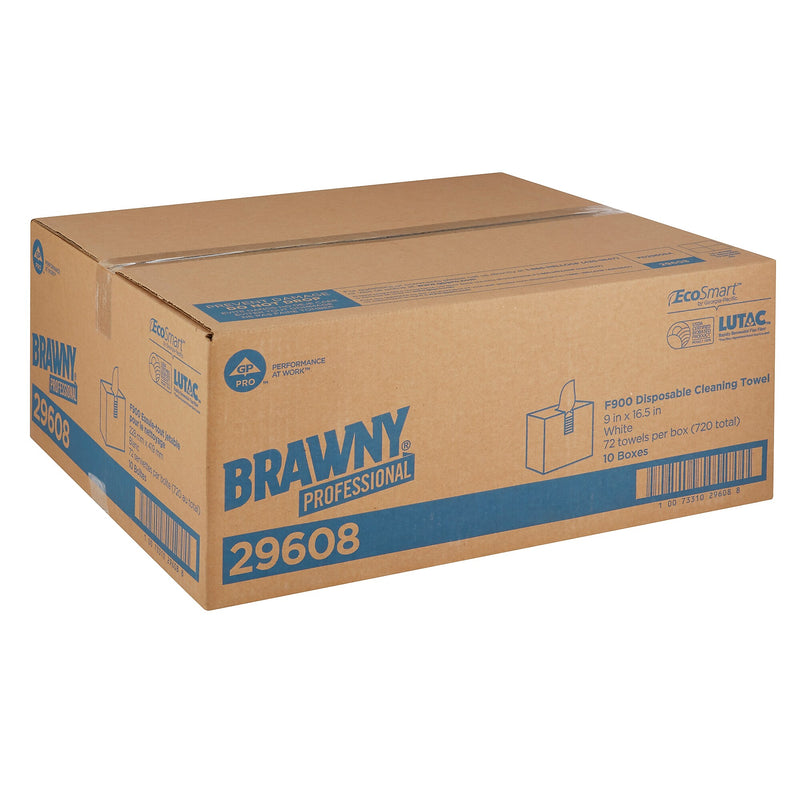 Brawny Industrial FLAX 900 Heavy Duty Assorted Materials Cleaning Wipers, 9" x 16.5", White, 10/Carton (29608)