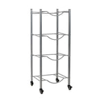 Mind Reader 4-Shelf Mobile Water Jug Stand Holder with Wheels, Metal, Silver (3TJUGWH-SIL)