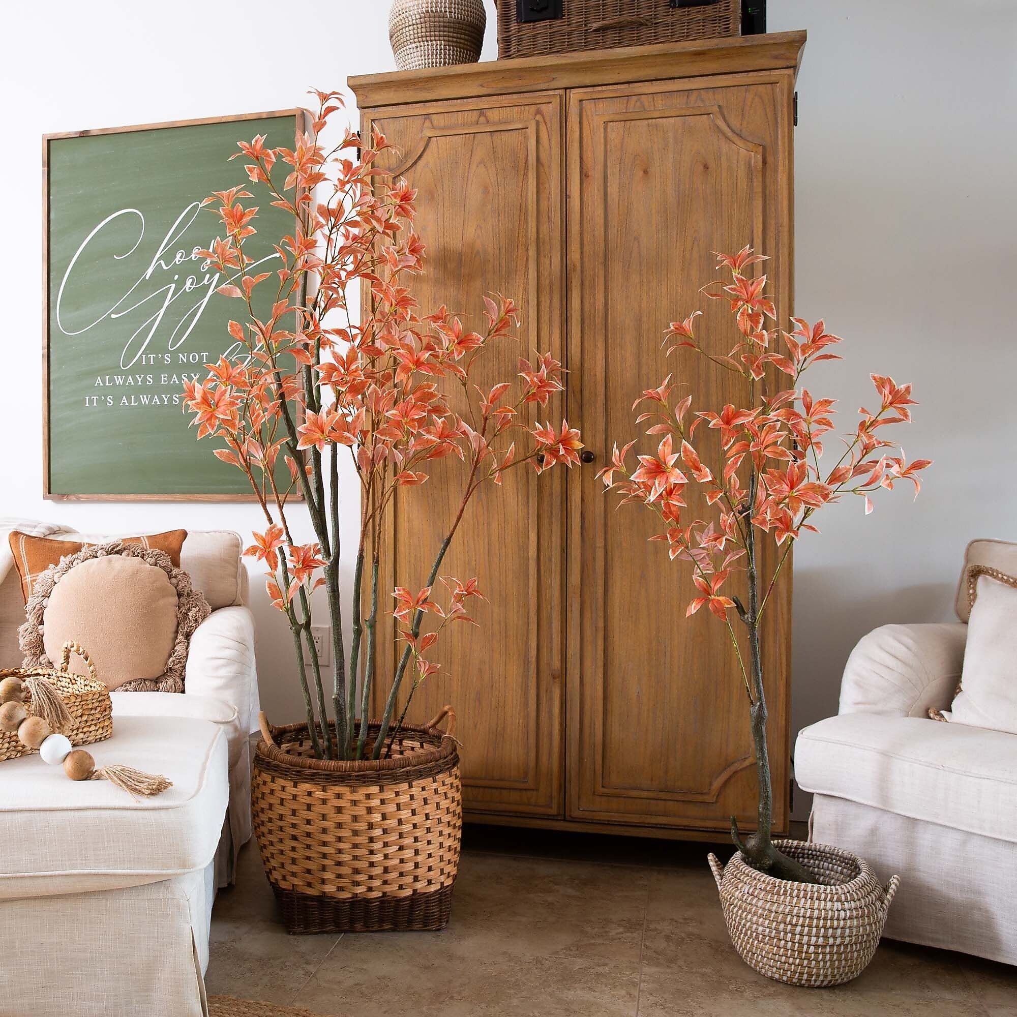Nearly Natural 4.5' Autumn Pieris Artificial Fall Tree (T4737)
