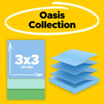 Post-it Recycled Super Sticky Pop-up Notes, 3" x 3", Oasis Collection, 70 Sheet/Pad, 18 Pads/Pack (R330-18SST-CP)