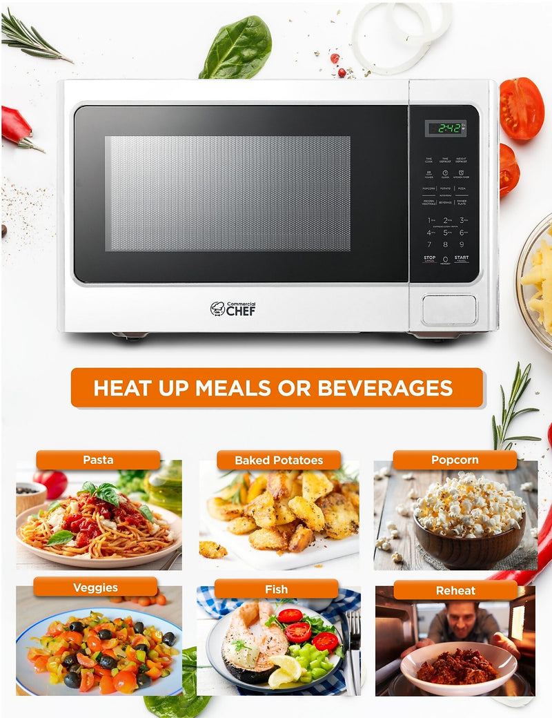 Commercial Chef 1.3 Cu. Ft. Countertop Microwave, White (CHM13MW6)