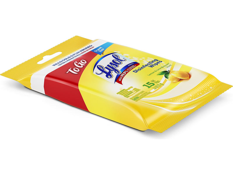 Lysol Disinfecting Wipes, Lemon & Lime Blossom Scent, 15 Wipes/Pack, 24 Packs/Carton (19200-99799)