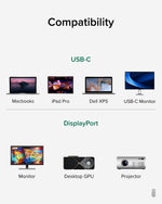 Plugable USBC-DP 6' USB 3.1 Type C to DisplayPort Audio/Video Cable, Male to Male, Black