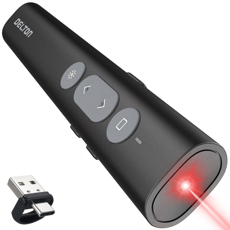Delton Purely LP21 2.4GHz Wireless Presentation Remote with Laser Pointer, Black (DLP21)