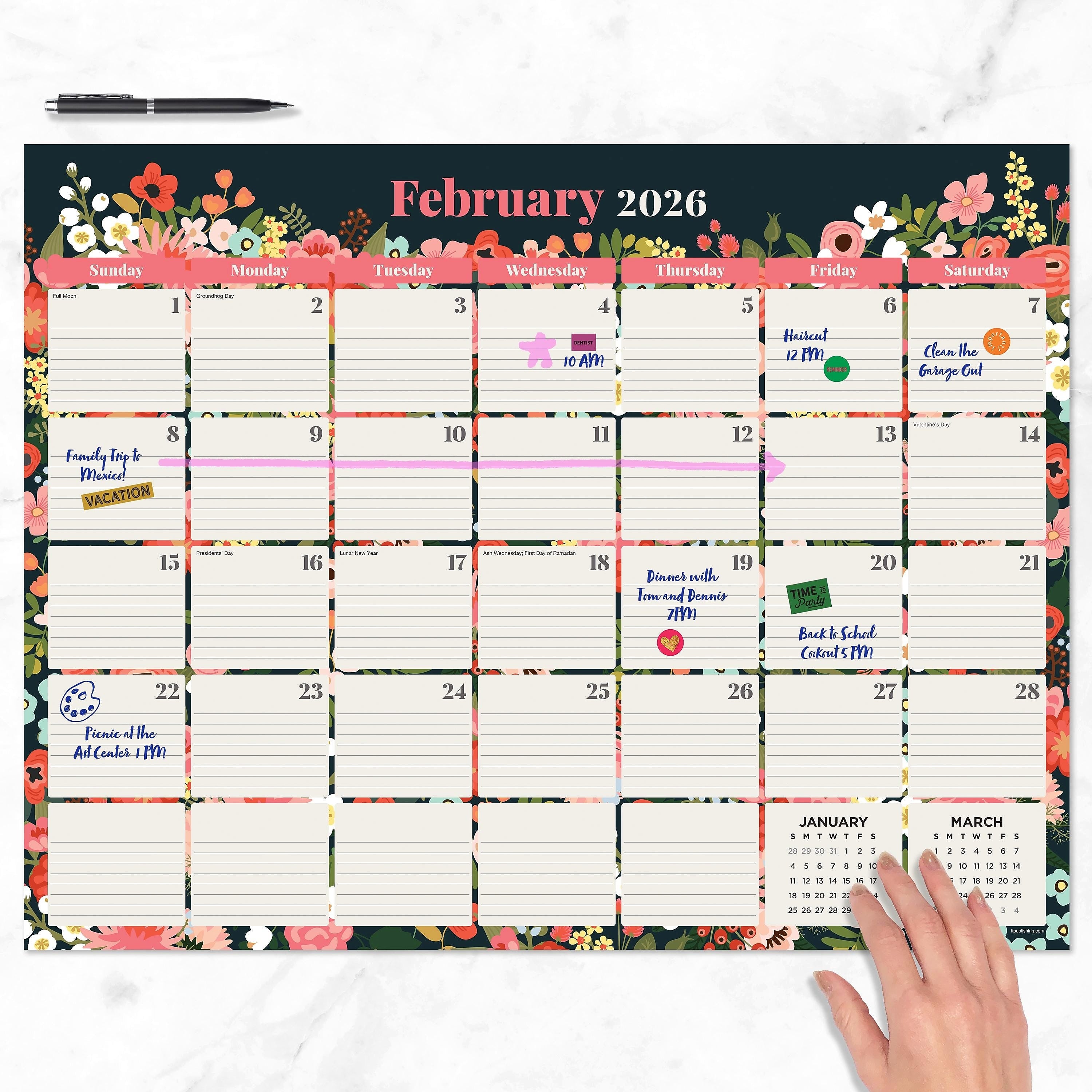 2026 TF Publishing 22" x 17" Monthly Desk Calendar, (26-8210)