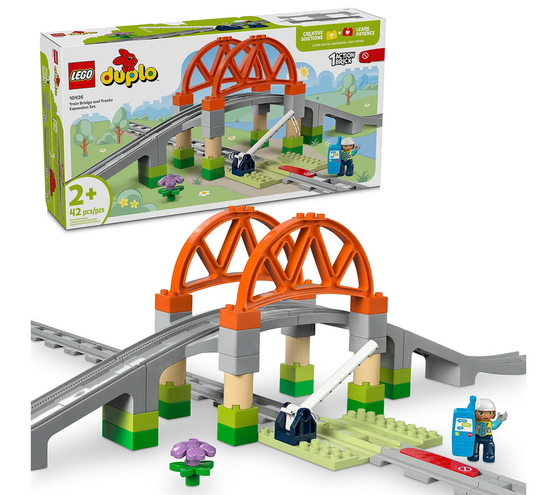 LEGO DUPLO Town Train Bridge and Tracks Expansion Set, 42 Pieces (10426)