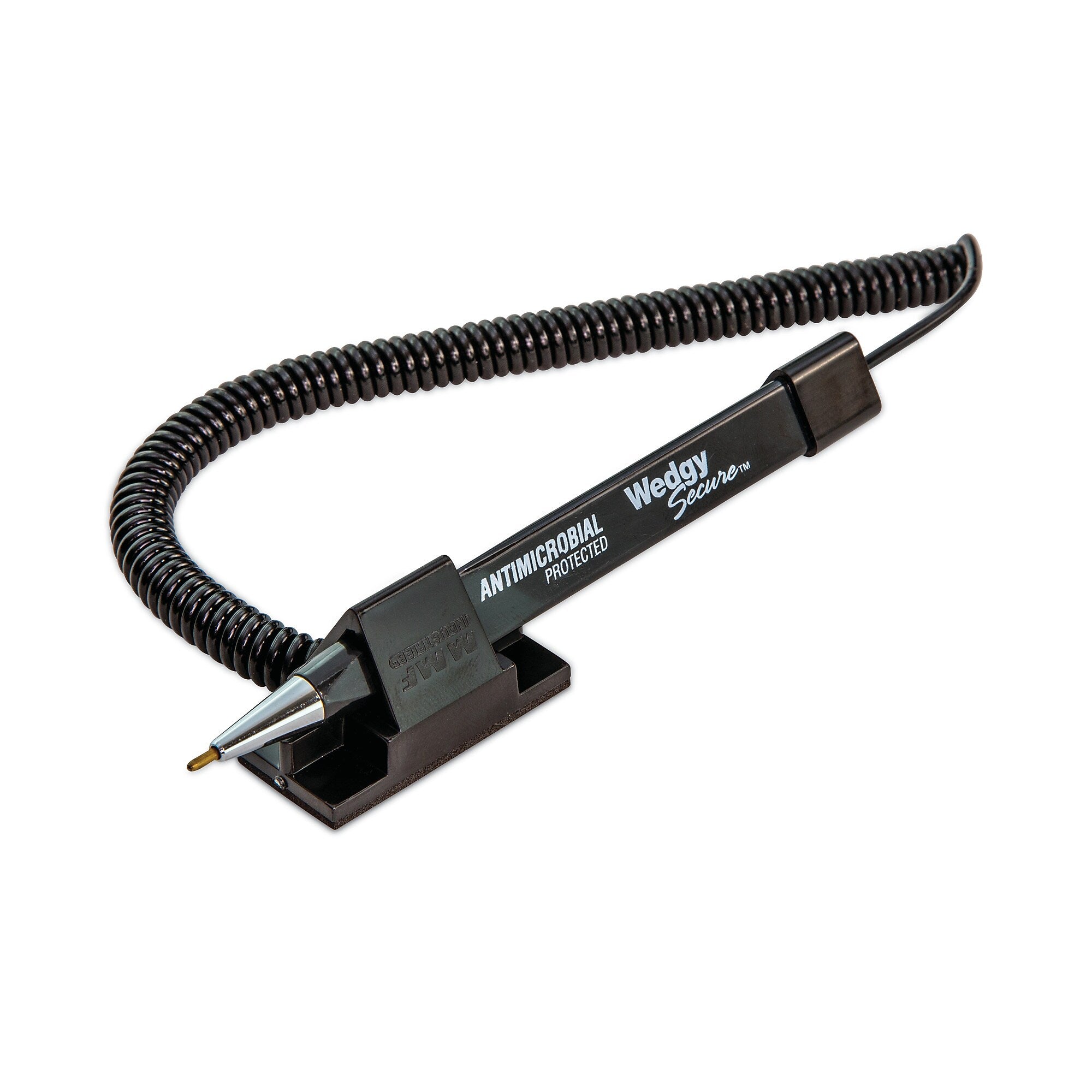 CONTROLTEK® Wedgy Secure Ballpoint Counter Pen, Fine 0.5 mm, Black Ink, Black