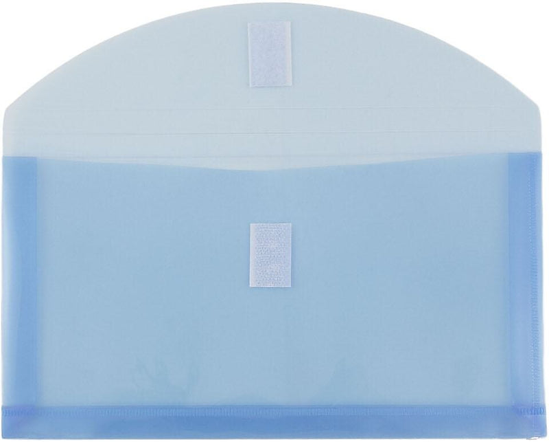JAM Paper Premium Plastic Filing Envelope with Hook & Loop Closure, 5 1/4" x 10", Blue, 3/Pack (921V1BUX3)
