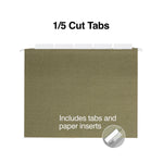 Staples® Hanging File Folders, 5-Tab, Letter Size, Standard Green, 250/Carton (ST116764CT)